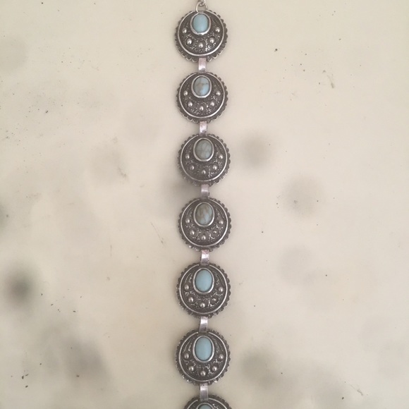 Turquoise imbued choker silver necklace - Picture 1 of 3